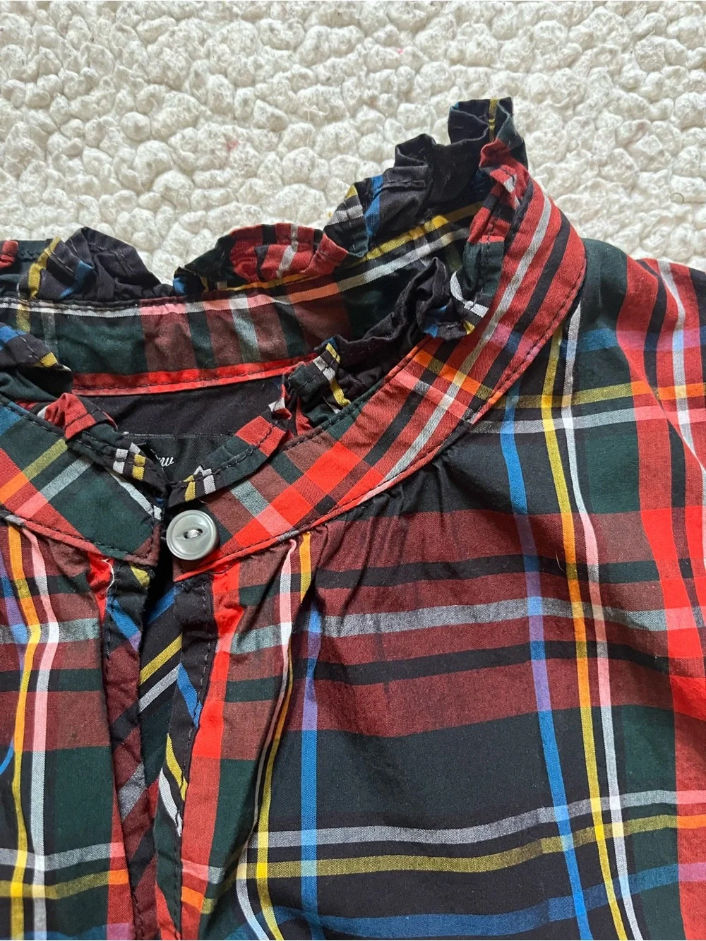 J. Crew Black and Red Plaid Sleeveless Holiday Blouse